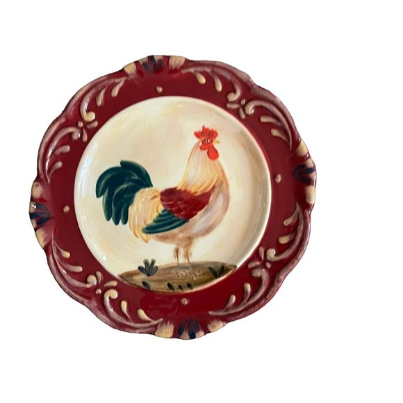 Rare Certified International Pamela Gladding 8.75" Rooster Salad Plate Set 5 HTF - Picture 5 of 12